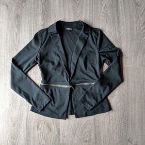 Mossimo Black Ponte Blazer with Gold Zipper Detail